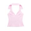 Nuevo Top Sexy Sin Espalda de Estilo Europeo y Americano para Mujer, Color Sólido Versátil, Estilo Camisa sin Mangas con Cuello Halter