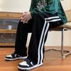 Pantalones de pana con bloques de color y franja lateral para hombre, versátiles para otoño e invierno, pantalones largos rectos holgados, pantalones deportivos casuales para hombre