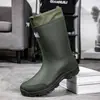 Botas de lluvia para hombre hasta la pantorrilla, zapatos impermeables antideslizantes, botas de lluvia para lavar el coche, pesca, trabajo de reparto, zapatos de goma para vadear en agua de mar, botas de lluvia para repartidores