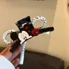 Pinça de cabelo grande com laço duplo do personagem Mickey de desenho animado, toque de alta qualidade, acessório de cabelo tipo pinça tubarão para a parte de trás da cabeça
