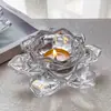 Portavelas de Cristal Transparente Estilo Chino Flor de Loto, Lámpara de Loto, Adorno Artesanal Decoración del Hogar Velas Románticas