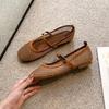 Zapatos Mary Jane de Malla Estilo Ballet para Mujer 2025 Verano Nuevos Huecos Transpirables Suela Suave Punta Redonda Hebilla Zapatos Planos