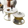 Mesa de café de losa de roca nórdica Sala de estar de apartamento pequeño Uso doméstico Estilo minimalista Mesa de café redonda de mármol Mesa Luz de lujo Moderna Simple
