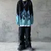 Suéter Flame Solto Coreano Novo Outono e Inverno Feminino Casal Estudante Moda Camisa de Malha Top (