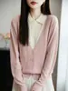 Novo Cardigã Tricotado Feminino Outono e Inverno Bloco de Cores Gola POLO Falso Duas Peças Camisa Jaqueta Casaco Top