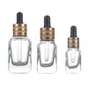 Frasco Conta-gotas com Fundo de Grade Quadrada Fabricante Frasco de Essência Frasco de Vidro Dispensador Cosmético Frasco Vazio Lata