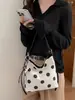 Bolso de Lunares de Diseño Casual de Nicho para Mujer 2026 Nuevo Bolso Ligero Versátil de Hombro Cruzado Bolso de Lona Bolso Cubo