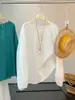 Camisa de Algodón y Lino con Encaje en la Espalda, Ligera, Estilo Retro Artístico para Mujer, 26 Verano Nuevo, Holgada, Adelgazante, Versátil, Top que Reduce la Edad
