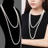 Collar de Perlas Cadena de Lana Larga para Mujer Versátil Simple de Alta Gama Cadena para Ropa Accesorios Colgante Otoño e Invierno Decoraciones Dobles