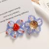Pendientes de flores tejidas con cuentas de contraste de color estilo pastoral para mujer, accesorios acrílicos DIY, pendientes dulces para mujer, material al por mayor