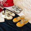Tênis Esportivo Casual Versátil Coreano para Mulheres que Aumentam a Altura, com Velcro, Couro Macio, Sola Grossa, Bico Redondo, Sapatos Mary Jane para o Dia a Dia