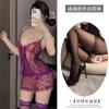 Lencería sexy, pijama sexy, encaje transparente, uniforme morado, tentación, juego de rol, puro deseo, falda halter, camisón de mujer