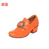 Outono 2026 Novidades em Estoque Praça Renascentista Bico Quadrado Retrô Salto Bloco Grosso Sapatos Femininos Individuais Comércio Exterior Tamanho Plus Sapatos Femininos