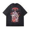 Tkpa Camiseta Casual de Manga Corta para Hombre de Estilo Europeo y Americano High Street Vintage Retro Lavado Viejo Banda de Rock Holgada