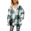 2022 Amazon Mujeres Otoño e Invierno Nuevo Transfronterizo Europeo y Americano Chaqueta de Cuadros con Capucha Camisa Casual Holgada