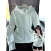 Sudadera con Capucha Gris para Mujer, Estilo Coreano, Cárdigan Ajustado, Mangas Largas, Cintura Adelgazante, Ropa Exterior Versátil, Lista para Exportación