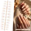 Amazon Estilo Francês Amêndoa Cor Sólida Branco Francês Simples Usáveis Unhas Atacado Arte de Unha Finalizada Unhas Postiças Adesivos de Unha