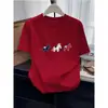 Camiseta de Algodón Cepillado Estilo Nuevo 2026 para Mujer, Hombro Normal, Cuello Redondo, Manga Corta, Top Holgado Casual Versátil Engrosado para Primavera, Verano y Otoño