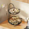 Prateleira de armazenamento de cesta de vegetais de cozinha, organizador de bancada de camada dupla para gengibre e alho, cesta de armazenamento multifuncional para frutas e vegetais domésticos
