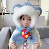 Gorro con Bufanda Integrada de Dibujos Animados para Niños, Protección para los Oídos, para Niños y Niñas, Felpa Gruesa Caliente, Cortavientos, Peluche, Gorro para Bebé