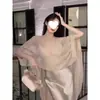 Top de Protección Solar para Playa de Moda Francesa para Mujer en Verano, Cárdigan de Tul, Chal, Falda de Tirantes, Chaqueta y Blusa