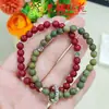 Yiming Xianyuan Sândalo Verde Cinábrio Pulseira Falsa de Círculo Duplo Nova Nova Estilo Chinês Rosário de Casal Pequena Pulseira