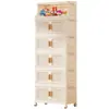 Gabinete de Almacenamiento con Puertas Dobles Engrosadas, Caja de Almacenamiento para Snacks y Juguetes, Caja de Almacenamiento Misceláneo para Dormitorio con Ruedas, Gabinete Organizador, Gabinete de Almacenamiento