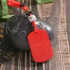 Mineral Crudo Natural Cinabrio Arena Roja de Alto Contenido Torre Wenchang Llavero Lista Dorada Título Colgante de Llave Cadena para Teléfono Móvil