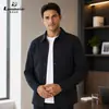 Chaqueta Ejecutiva de Hombre con Cuello de Camisa, Simple de Color Sólido para Primavera y Otoño con Botones Ocultos, Abrigo Casual para Ejecutivos de Mediana Edad, En Stock al por Mayor