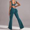 Mono sin mangas con cuello halter para mujer, estilo europeo y americano, con espalda descubierta, ajustado, para fitness y yoga