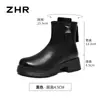 Botines Gruesos de Forro Polar con Patrón de Agarre de Mano Zhr para Mujer 2025 Invierno Nuevo Estilo Botas Ligeras de Estilo Británico
