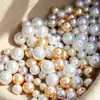 Cuentas de concha cuentas redondas perlas de imitación medio agujero cuentas sueltas venta al por mayor DIY aretes pulseras accesorios para joyería multicolor