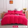 Funda de almohada con bolsillo, funda nórdica de tela cepillada de color liso, juego de tres piezas transfronterizo, funda nórdica de plumón, ropa de cama textil para el hogar de fibra ultrafina