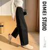 Calça Feminina Marrom 7/8 Petite, Nova Primavera/Outono 2026, Fina, Solta, Relaxada, Perna Larga, Estilo Balão