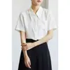 Camisa Blanca Francesa Diseño de Verano para Mujer Nicho Casual Formal Profesional Camisa de Manga Corta Top Fino para Viajar al Trabajo