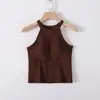 Camiseta sin mangas para mujer de primavera, otoño y verano con almohadillas en el pecho incorporadas, camiseta deportiva sin mangas, camisola versátil para usar en capas