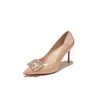 9169B-233 Fivela quadrada elegante com strass sapatos femininos brilhantes para banquete, casamento, trabalho