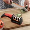 Amolador de Facas Multifuncional Doméstico Rápido, Pedra de Afiar, Gadget de Cozinha, Ferramenta Portátil de Três Estágios