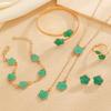 Joyería de flor de la suerte de gran venta transfronteriza europea y americana, traje de trébol de cinco hojas, pulsera, pendientes, collar, anillo, joyería para mujer