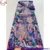 Bordado Colorido Bordado Fino com Miçangas Renda de Rede Vestido de Noite Vestido de Casamento com Cauda Tecido de Renda com Lantejoulas