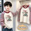 Camiseta de Manga Larga Raglán de Felpa para Niños Primavera Otoño Invierno Elegante para Niños Capa Base Versátil Top de Capa Base Cálido para Niños