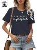 Camiseta de dopamina de cuello redondo y manga corta de algodón de 220 g de Amazon para mujer, camiseta con estampado perfecto transfronterizo europeo y americano.