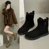 Botas de nieve de cuero suave y felpa de moda para mujer, nueva colección de invierno 2026, con suela gruesa, forro de felpa, que aumentan la altura y cálidas botas Martin