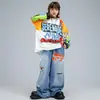 Roupas de Performance Hip-Hop para Crianças, Conjuntos de Manga Longa Hiphop para Meninos, Roupas de Performance Descoladas para Meninas, Roupas da Moda Hip-Hop para Crianças, Outono