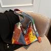 Bolsa de Tela Bohemia de Doble Pan, Bolso Tote Versátil para el Trabajo, Disponible por Dos Lados, Bolso Cruzado Vintage de Contraste