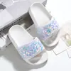 Dropshipping Transfronteiriço de Sandálias Lantejoulas para Meninas para Todas as Estações, Novas Chinelas Casuais Estilo Verão para Menininhas, Sapatos de Praia Antiderrapantes com Solado Macio