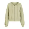 Sudadera Holgada de Otoño e Invierno para Mujer, Top Deportivo Casual de Moda Versátil Adelgazante, Chaqueta Corta tipo Cárdigan con Capucha