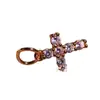 Acessórios Banhados a Ouro Cobre com Pingente de Cruz de Diamante Branco Pulseira de Tecelagem Feita à Mão Corrente de Colar