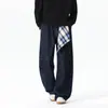 Pantalones Scimitar Patchwork Izexx de Alta Calle Americana de Moda para Hombre, Pierna Ancha Recta Holgada, Estilo Old Money, Jeans Casuales