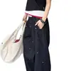 Verão 2026 Novo Estilo High Street Design Colorido de Bolinhas Senso de Design Jeans Soltos de Perna Larga Comprimento do Chão Calças Femininas